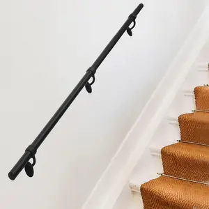 Railing Indoor 6 Feet Hand Rails for Indoor/Steps 1.5" Round Porch Railing Wall Aluminum Hand Rails for Indoor Stairs Industrial Staircase Handrails