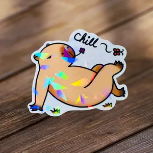 Holographic Capybara Sticker - Capybara Sticker, Holographic Stickers, Laptop Sticker, Phone Case Sticker, Notebook Sticker, Water Resistant
