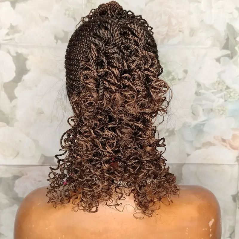 Full Grade A Fiber Lace Mowark twist style Braided Wig For black women