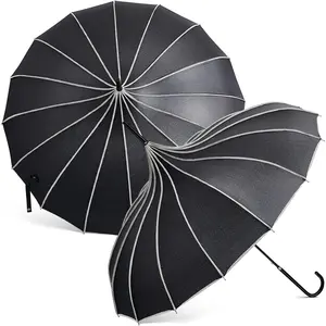 2 Pcs Gothic Pagoda Umbrella 36" Large Retro Parasol for Rain or Sun, Wedding Umbrella, Vampire & Gothic Lover Gifts