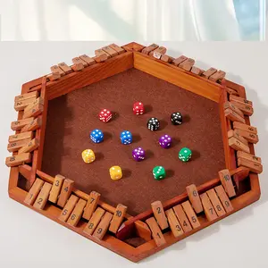 6-person Wooden Box Dice Game Set, Tabletop Board Game, Equipped With 12 Dice, Retro Travel Version Suitable For Family Entertainment, Parties, Bars, Christmas New Year Gifts