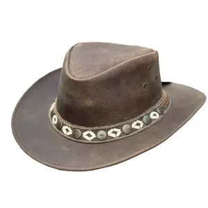 Ashmore Cowboy Hat for Men & Women – 100% Genuine Leather Western Outback Hat, Shapeable Brim, Sun Protection, Handcrafted
