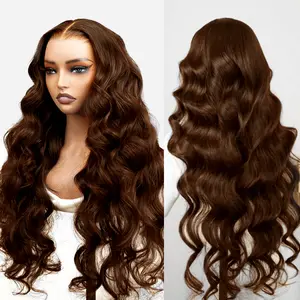 AliPearl Hair Glueless #4 Dark Brown Body Wave 5x7 Lace Closure Wigs with Drawstring Pre Cut Ready To Go Wig Pre Plucked Pre Cut Lace Human Hair