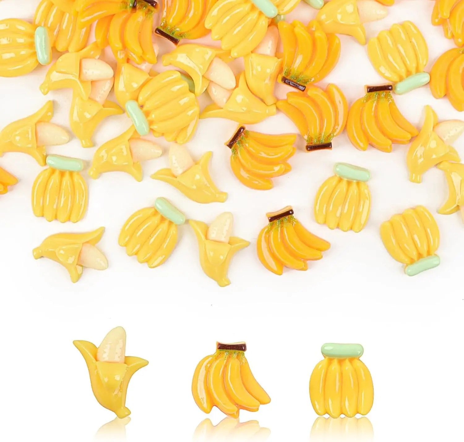 100pcs Artificial Bananas Tiny Bananas Miniature Banana for Home House Grocery Photography Party Decoration