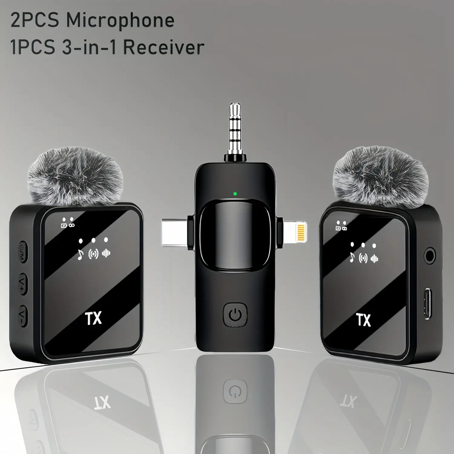 3-in-1 Square Lavalier Microphone High-Efficiency Noise-Canceling Compact with Clip Mirror Finish Fuzzy Mic for Clear Sound Wind and Noise Professional Equipment for Photography Travel Interviews Vlogs Plug and Play, Computer, Smartphone, Port, Amplifier