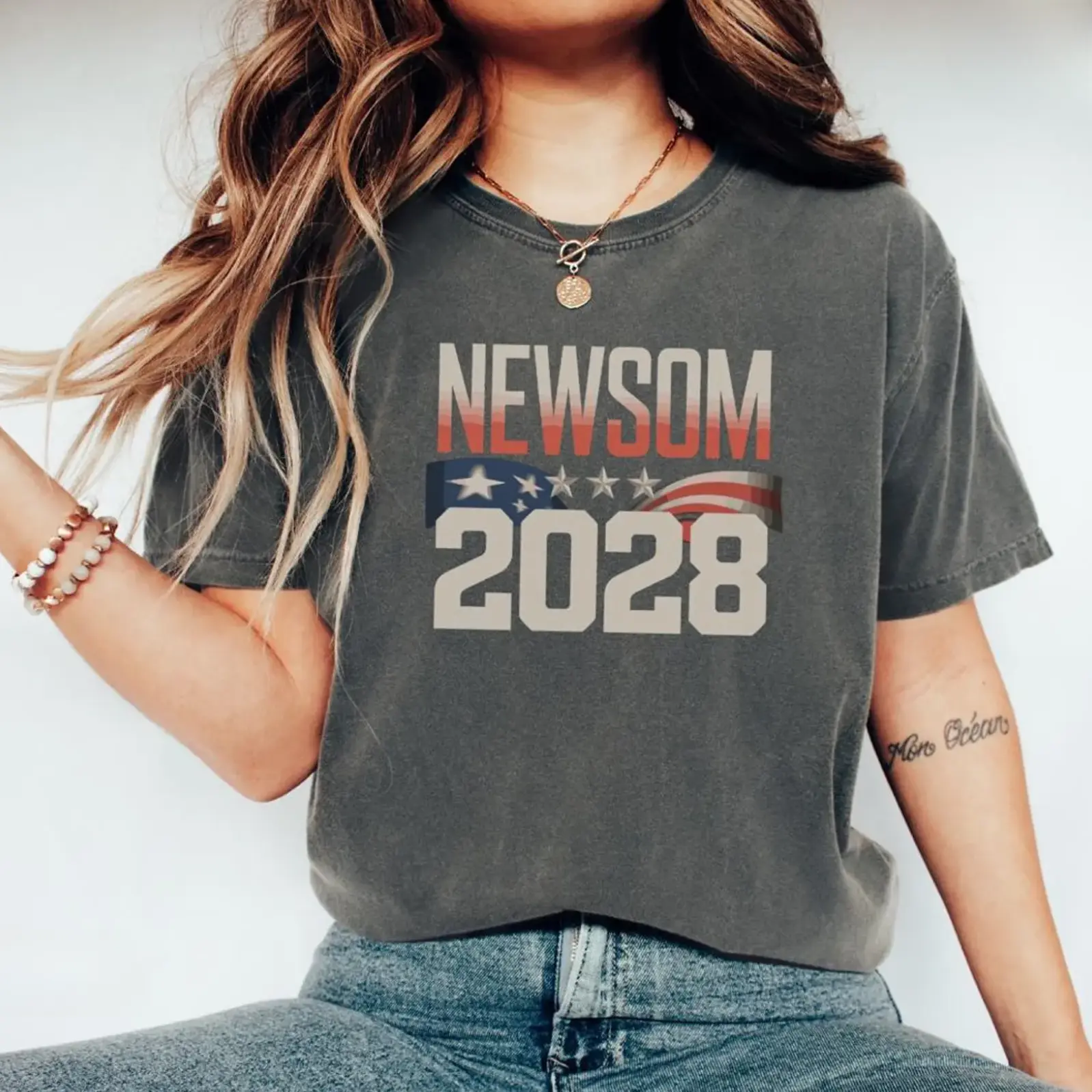 Gavin Newsom 2028 TShirt, Sweatshirt, Hoodie, Presidential Election Campaign Tee, Patriotic American Flag Political Tee, Support Newsom 2028 Unisex