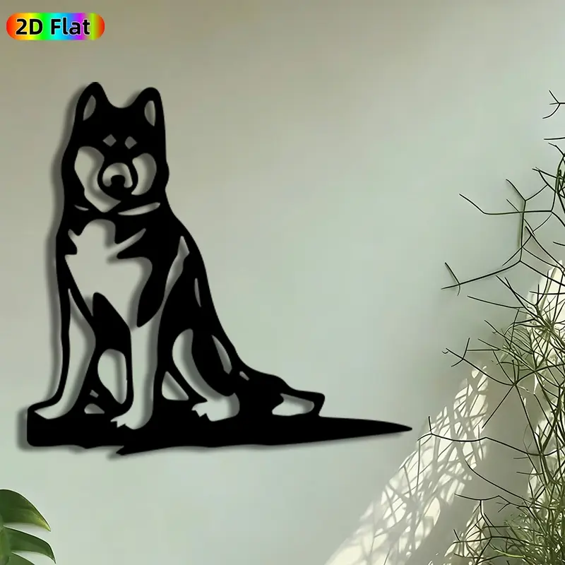 1pc Siberian Husky Metal Wall Art, Sitting Husky Statue Mural, Intricate Craftsmanship, Artistic Metalwork, Perfect for Christmas, Housewarming Decor, Perfect for Living Room Bedroom Pet Shop Decor, Ideal Gift for Dog Lovers.