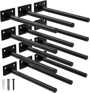 LEOPO 12-Pack 8 Inch Floating Shelf Brackets, Hidden Shelf Bracket for Wood, Concealed Blind Shelving Support,Invisible Coated Brackets for DIY Decorative,Fit for Kitchen, Bathroom,Study Room