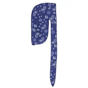 Navy Bandana Print Du Rag- Premium Quality-Wave Cap