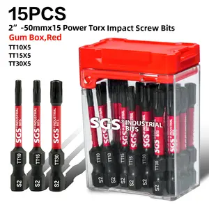 15PCS convenient precision industrial Security Torx screwdriver head set, TT10 TT15 TT30， High hardness waterproof S2 steel, easy to replace, industrial high magnetic screwdriver head, High Quality Hardware