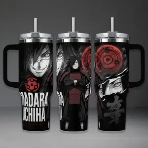 Madara Uchiha "Wake Up To Reality" Tumbler, 20oz & 40oz Insulated Travel Mug with Handle & Straw. Sharingan Eye & Legendary Shinobi Art Cup, Naruto Anime Fan Merchandise, Perfect Gift for Manga Lovers and Gym Enthusiasts