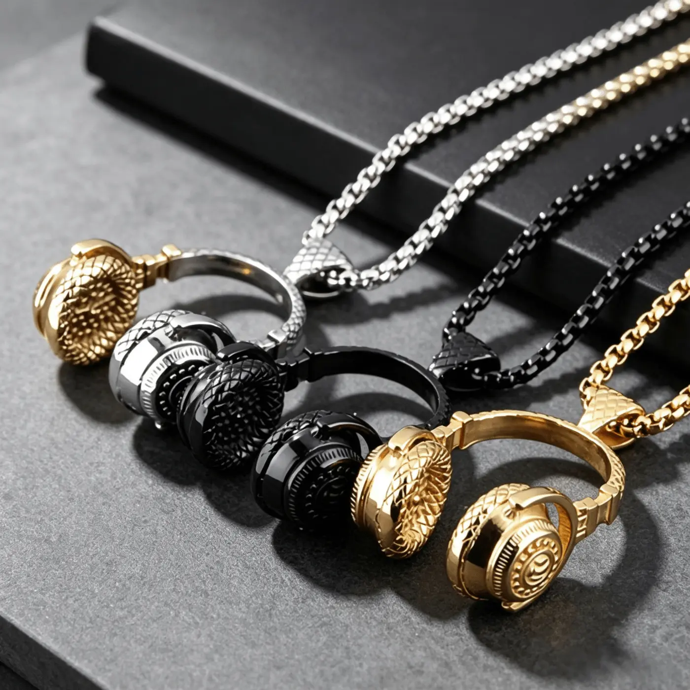 Hip Hop Mini Earphone Pendant Necklace, Retro Stainless Steel Chain Jewelry, Street Fashion Earphone Charm Accessory for DIY Beading Projects, Stainless Steel Jewelry