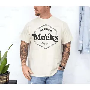 Gildan 5000 Natural T-Shirt Mockup | Male G500 Tshirt Mock-up | Real Human Model Mock | Casual Simple Mock | Mens Gildan 5000 Front View