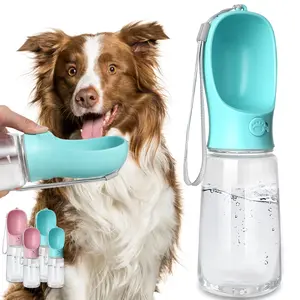 SRBBYHNW Dog Water Bottle, Leak Proof Portable Puppy Water Dispenser with Drinking Feeder for Pets Outdoor Walking, Hiking, Travel, Food Grade Plastic (19oz Blue)