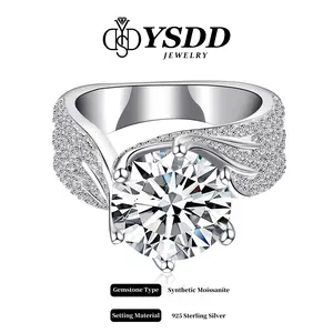 【#5 Majestic Ring 】1-3-5Carat Luxury Synthetic Moissanite Engagement Ring in 925 Sterling Silver for Women D Color VVS1 Clarity Synthetic Moissanite Size 5-10