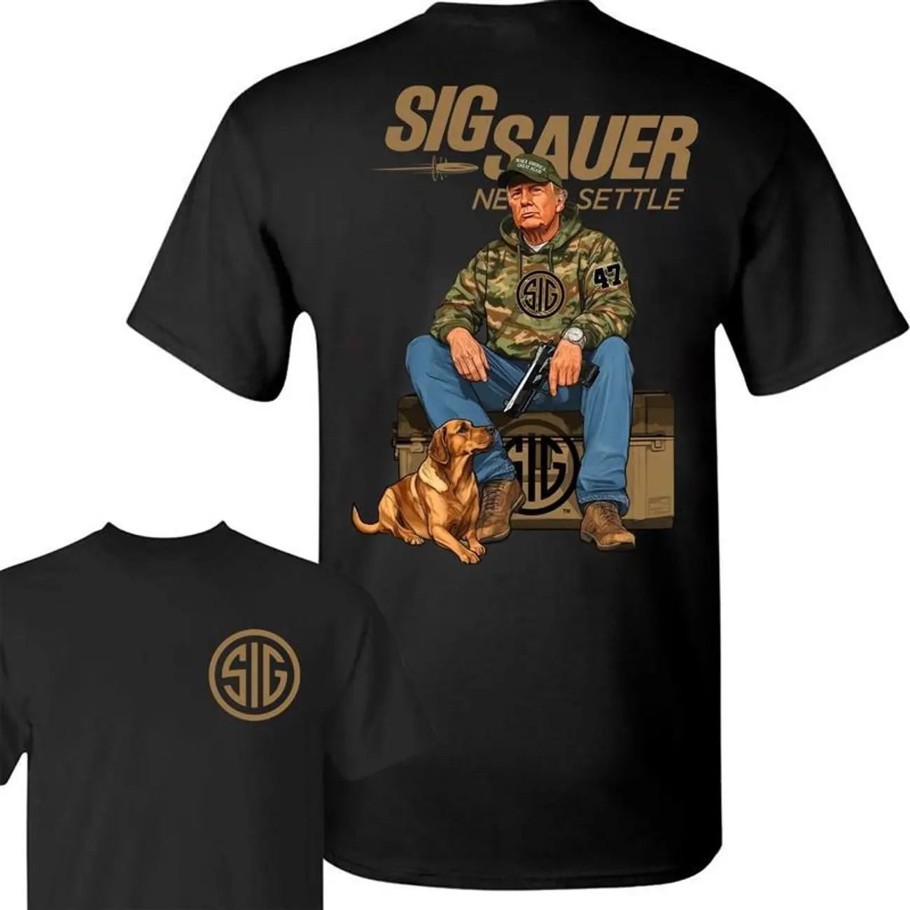 Sig Sauer Trup Hunting 2-Sided T-Shirt – Bold Statement for Gun Enthusiasts, Unisex Tee - Cotton - Trendy