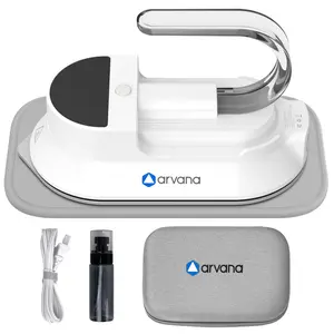 arvana Travel Iron, Global Voltage 100-240V, 4-Temp Digital Display, Teflon Soleplate, Detachable Handle & Removable Cord, Spray Bottle & Heat-Resistant Pouch for Travel