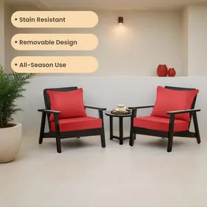 Aimi U 2-Piece Solid Plain Waterproof Foam Deep Seat Outdoor Patio Rattan Chair Cushions, Tufted Weave, All-Season, Durable, Easy-Maintenance, Deep Seat Cushions