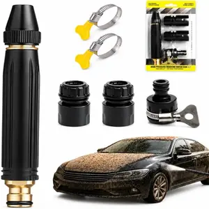 Premium Aluminum Alloy High-Pressure Water Gun Set – 2026 Adjustable Metal Nozzle Garden Hose Sprinkler | Ultra-Durable Sprayer with Hose Clip  for Car Wash & Garden