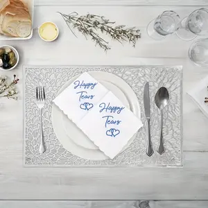 12PCs Creative Thanks for Wedding Gift All Cotton Embroidery Handkerchief Letter Love Blessing Small Square Towel