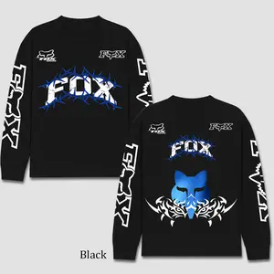 Fox Racing Men's Long Sleeve T-shirt, Motocross World Championship Enthusiast, Apparel Streetwear Racing Team, Motocross Motobike Riders Supermotor MotoGear Clothing, Off-Road Fan Cotton For Dirt Bike Fan