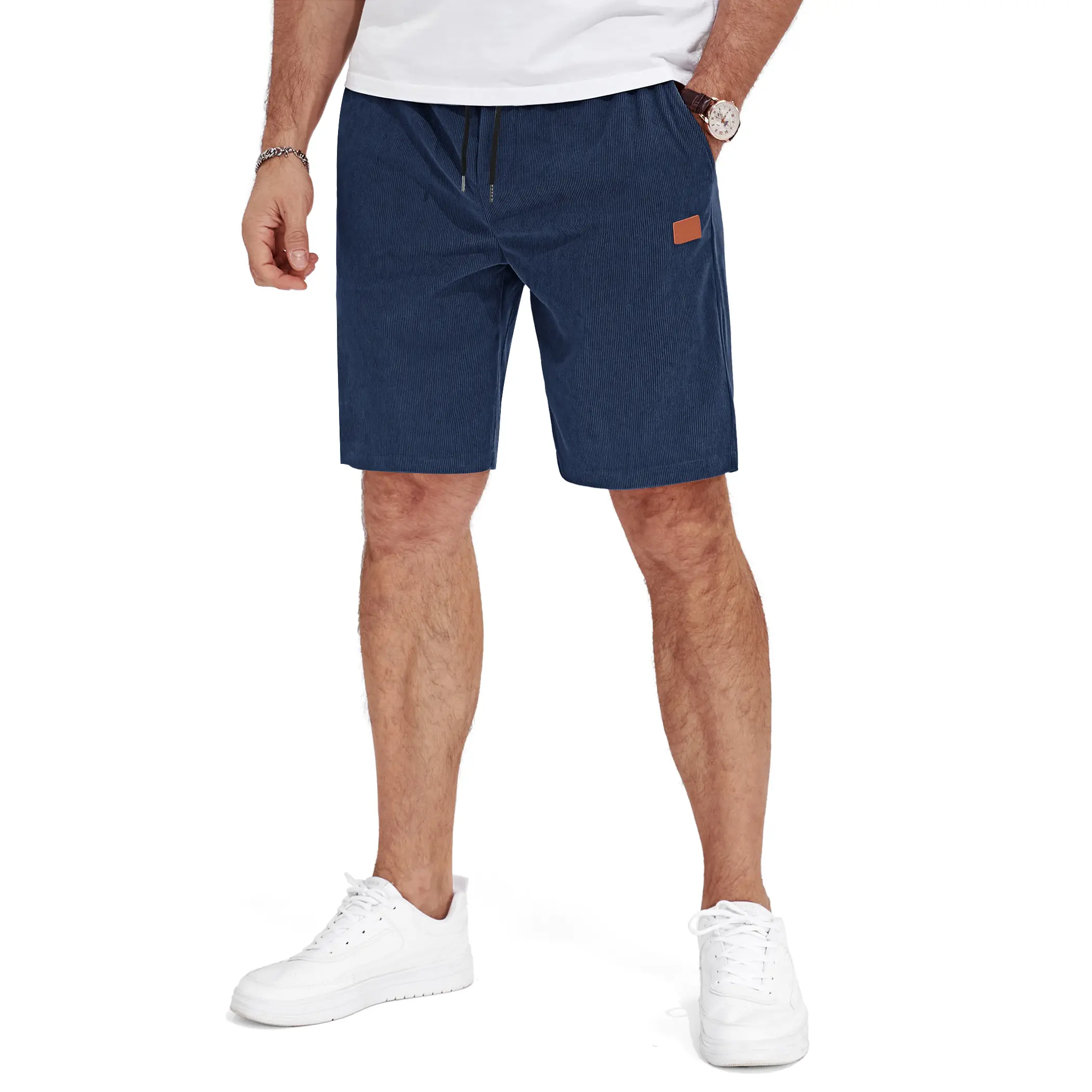 AUSELILY Menswear Corduroy Comfy Shorts for Men - Elastic Waist, Drawstring, Chic Casual, Loose Fit, Pockets - Summer Beach Vacation Men's Shorts, Casual Shorts Pants, Drawstring Waistband Shorts