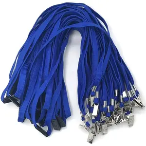 Lanyards Breakaway Bulk Blue Lanyards Neck Flat Safety Badge Lanyard Bulldog Clip (Blue, 25 PCS)