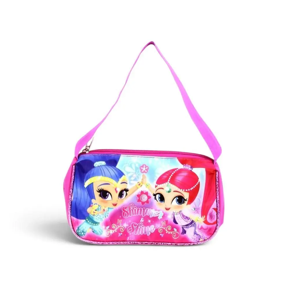 Shimmer and Shine Girls' Pink Crossbody Bag with Cartoon Characters and Pink Strap