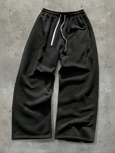 Men's Straight Leg Sweatpants, Elastic Waistband, Side Pockets, Basic Solid Color, Street Dance Casual Daily Wear