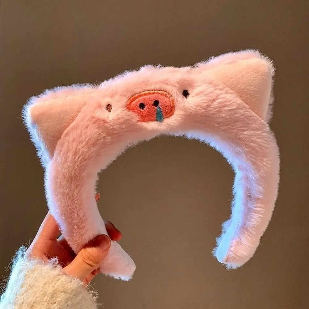Cute Soft Plush Pig Giraffe Animal Headband Party Headwear Hair Accessories Hairband Cartoon Headhoop Wash Face Makeup Headband