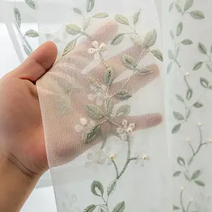 Floral Embroidered Sheer Curtain, 1 Count Exquisite Elegant Embroidered Curtain, Window Drapes for Home Living Room Bedroom Balcony Decor