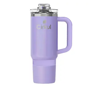 Cirkul 30oz Travel StrawSip Double-Wall Insulated Stainless Steel Tumbler with Handle, Orchid Shimmer - Bottle, Drinkware Flasks Lid Insulation Reusable
