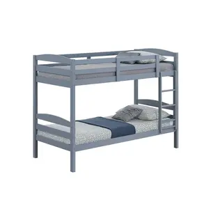 Transitional Solid Hardwood Twin over Twin Bunk Bed, Patented Insert & Lock Joint for Extra Safety