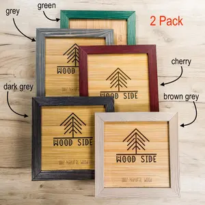 Rustic Wooden Picture Frames - Set of 2 - Natural Solid Wood Real Glass Wall & Tabletop Photo Frame - 4x6 5x7 6x8 8x8 8x10 8x12,8.5x11 Decor Artwork