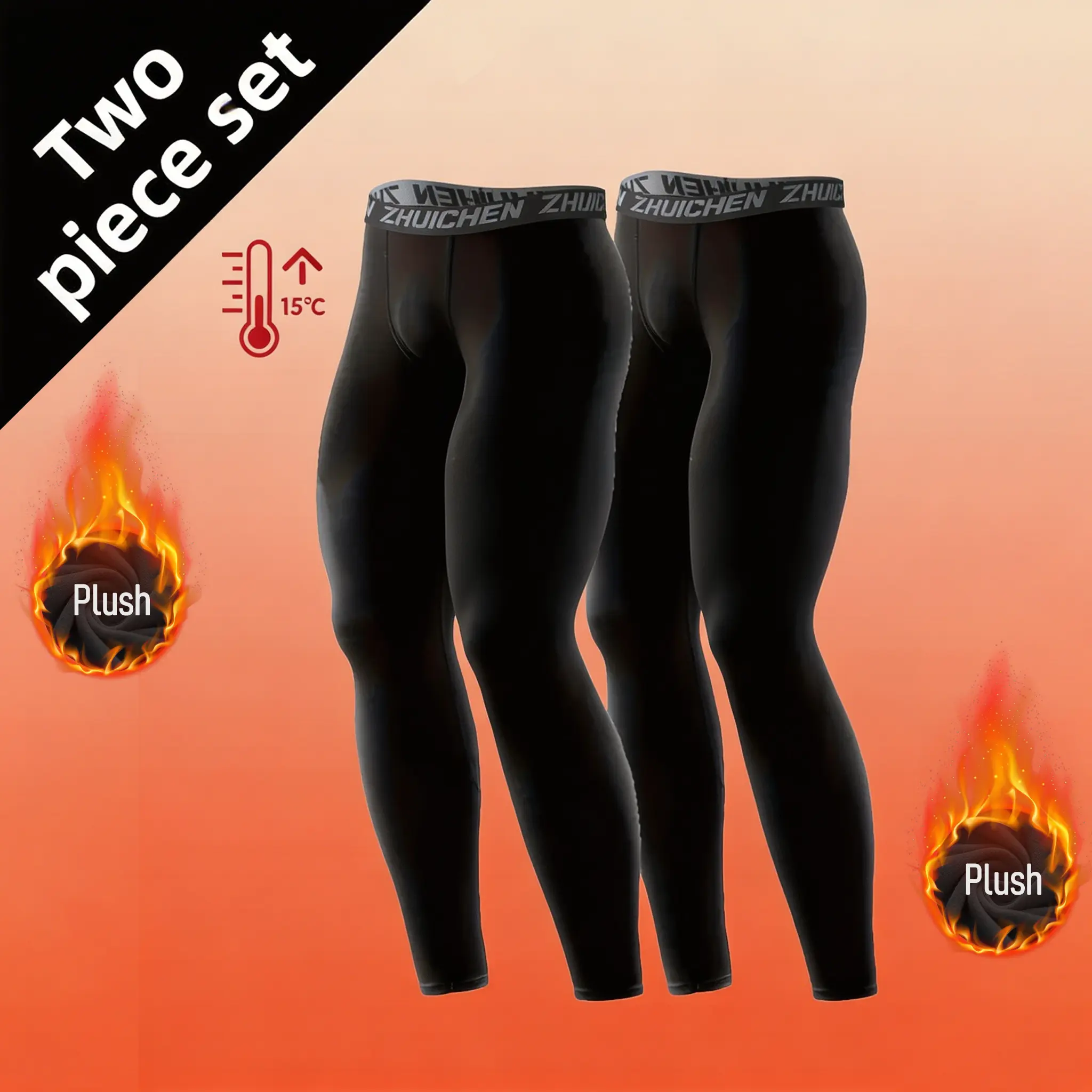 Men'S Thermal Compression Pants - High Elasticity Quick-Dry Workout Tights With Flame Design, Tight-Fit For Basketball, Gym Training, Autumn/Winter Black, Workout Pants value pack men Spandex For Gym Shaping Leggings Skinny Sportswear Skinny Yoga Bottoms,