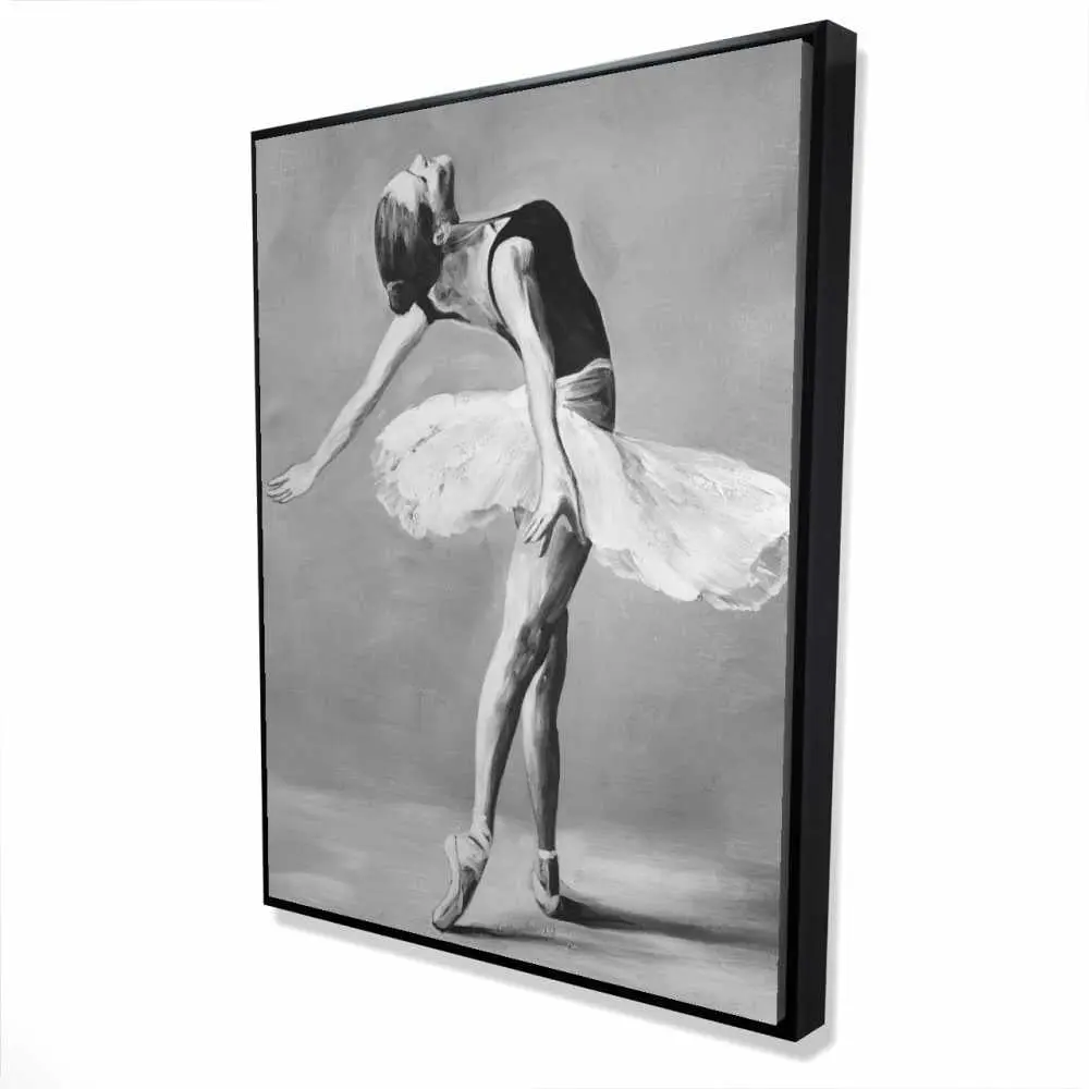 Begin Home Decor 2081-4836-SP23 36 x 48 in. Classic Ballet Dancer - Black & White Framed Canvas Decor