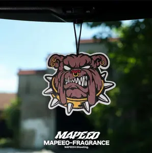 1PCS Bulldog Car Air Freshener Long Lasting Fragrance - French Vanilla & Royal Ebony - Cool Dog Car Decor Accessory for Men & Women