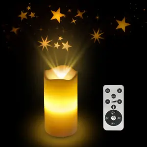 Flameless LED Candles with Star Projector Lights, Battery Operated Night Light with Remote and Timer for Home Decor led candlelights