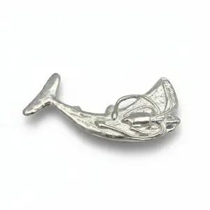 Sperm Whale w/ Squid Sterling Silver Brooch
