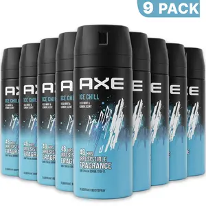 AXE Ice Chill Deodorant Body Spray 9 Pack (150ml/5.08oz) - Iced Mint and Lemon 48-Hour Fragrance Protection
