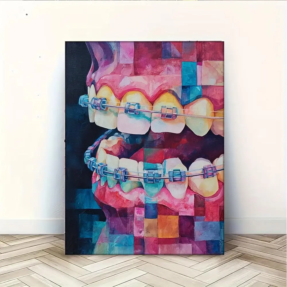 2D Flat Dentist Wall Art Poster - Dental Record Sheet Print, Braces Treatment Progress Design, Dental Clinic Decoration, Dentist Gift, Clinic and Display, (Ready to Hang), Home Decoration/Halloween/Christmas