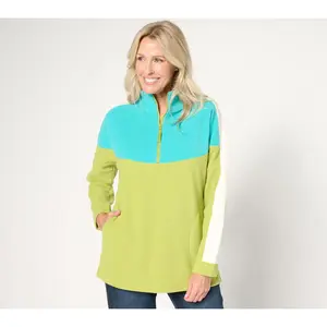 Belle by Kim Gravel Tri Color Block Fleece Half Zip