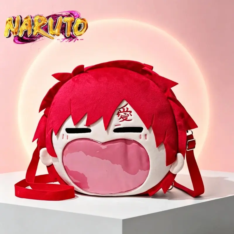 NARUTO Shippuden Gaara Cartoon Cute Plush Doll Backpack Kawaii 2D Student School Bag  itabag Animation Peripheral Wholesale