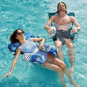 Popular Inflatable Pool Hammock Floats, 2 Pack Leaf Pattern Lounge Chairs, Durable Water Float for Adults at Beach & Lake