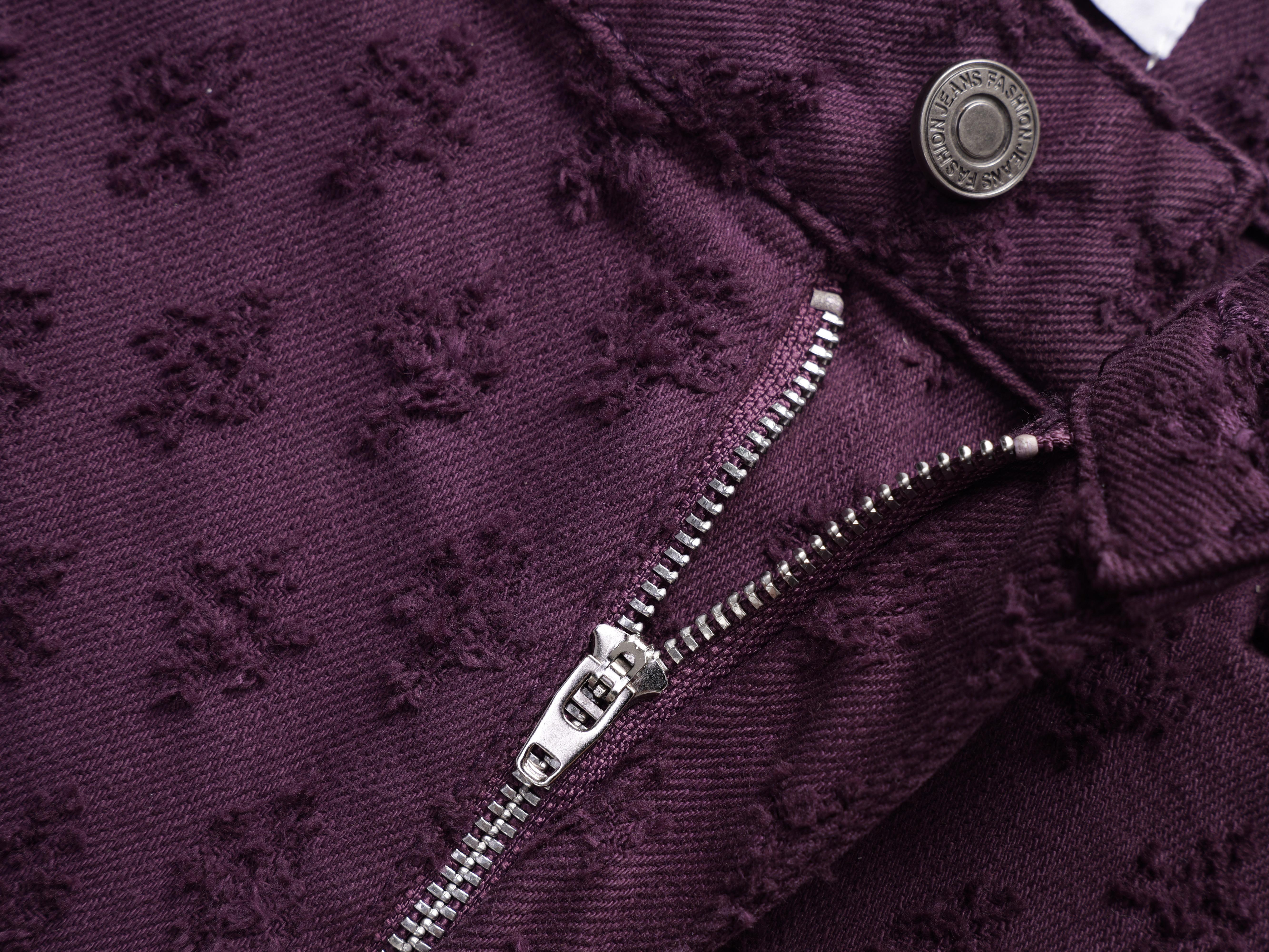 Purple Jacquard Denim Shorts Men Streetwear Baggy Y2K Casual Summer Knee Length Jean Pants