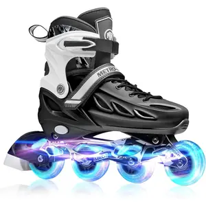 Inline Skates for Girls and Boys, Women, Men 4 Sizes Adjustable Inline Skates with Light Up Wheels, Illuminating Beginner Skates for  5-8 8-12 & Adult Youth.