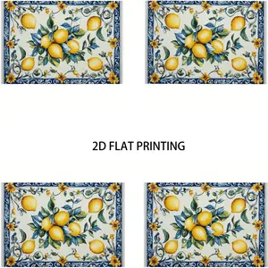 Lemon Pattern Table Mats, 2D Flat Print, 2/4/6/8 Pcs, Indoor Outdoor Dining Decor, Kitchen Restaurant Farmhouse Summer Fall Decor, Coasters