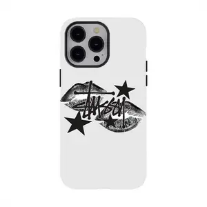 Stüssy Lip Print & Star Phone Case,Retro Streetwear Aesthetic Phonecase for iPhone 17/16/15/14/13/12/11 Pro Max Plus and for Samsung phones,Perfect Gift for Friends or Fans.