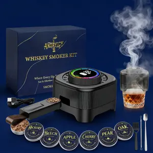 Angryicy Electric Cocktail Smoker kit 2026 New Rechargeable No Butane 6 Wood Chips Included Perfect Christmas gift for men,husband Dad,Birthday&Valentine's Gift