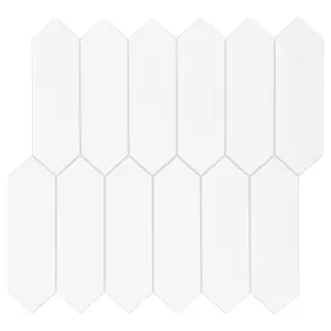 INNO STICKERS 10-Sheet Peel and Stick Backsplash for Kitchen Bathroom Shower, Stone Composite Self Adhesive Tiles Long Hexagon Mosaic Wall Tile, 12 Inch x 11.22 Inch White
